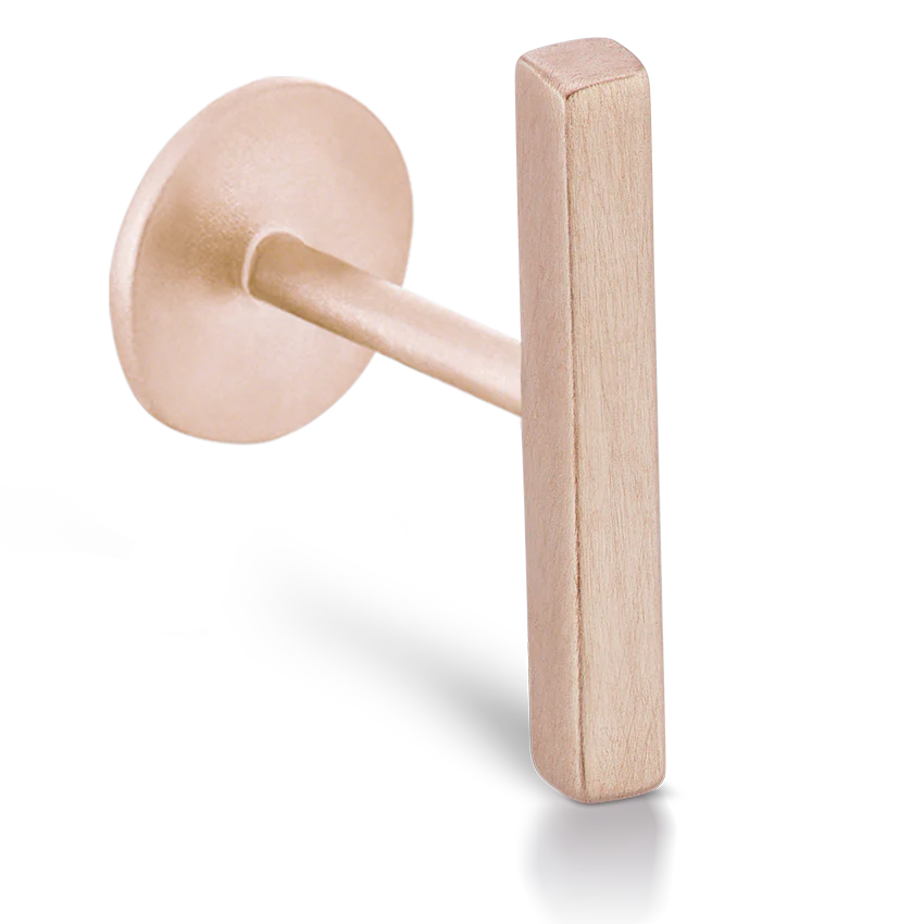 Matte Square Bar Threaded Stud Earring With Titanium Backing