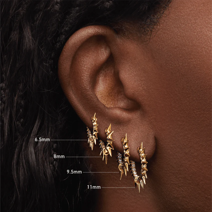 Metal Mohawk with Black and White Diamond Pavé Hoop Earring - Image 17