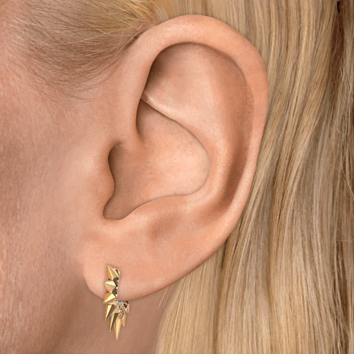 Metal Mohawk with Black and White Diamond Pavé Hoop Earring - Image 28