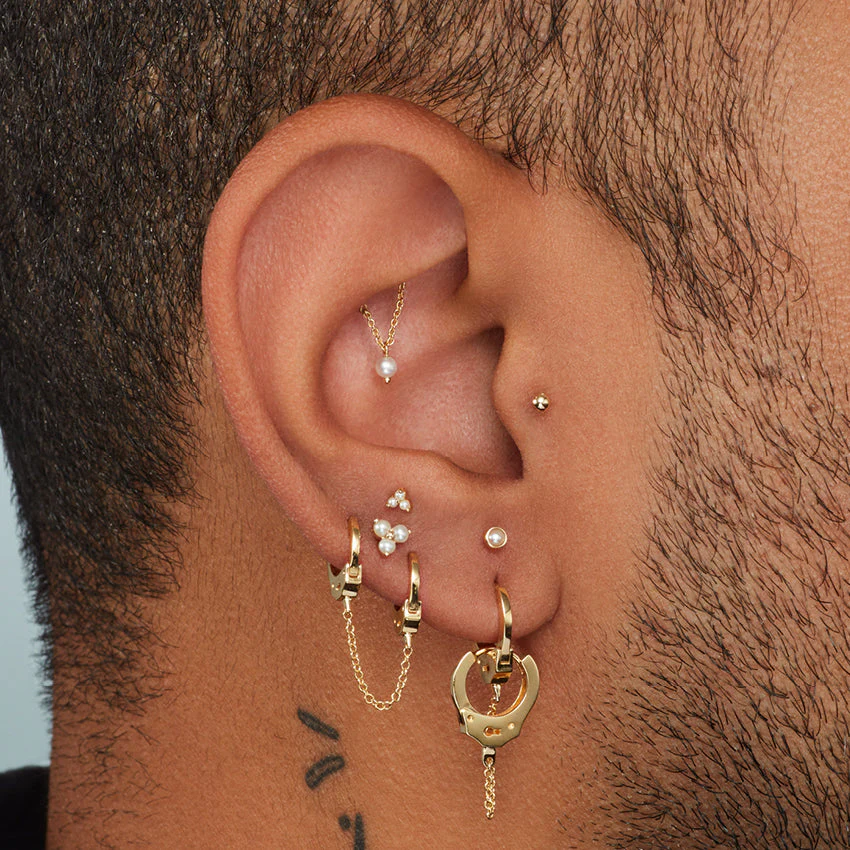 Natural Pearl Threaded Stud Earring With Titanium Backing - Image 8
