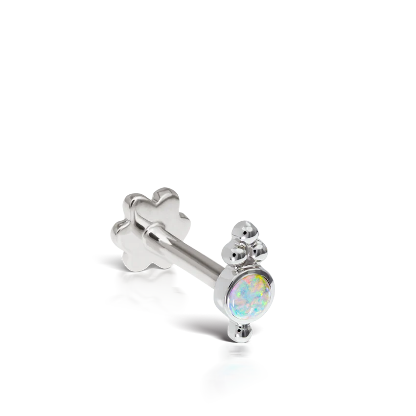 Opal Four Ball Trinity Threaded Stud Earring With Titanium Backing
