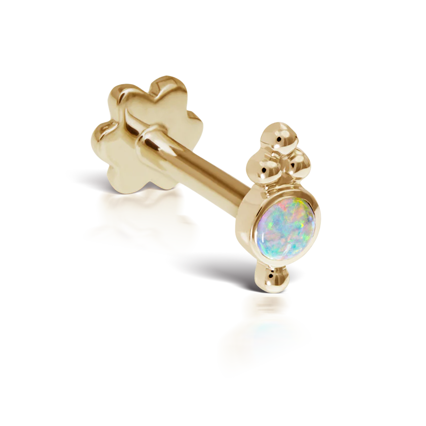 Opal Four Ball Trinity Threaded Stud Earring With Titanium Backing - Image 4