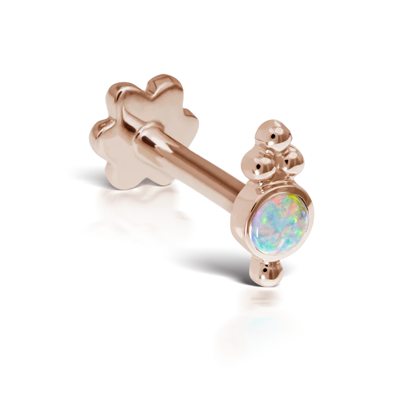 Opal Four Ball Trinity Threaded Stud Earring With Titanium Backing - Image 7