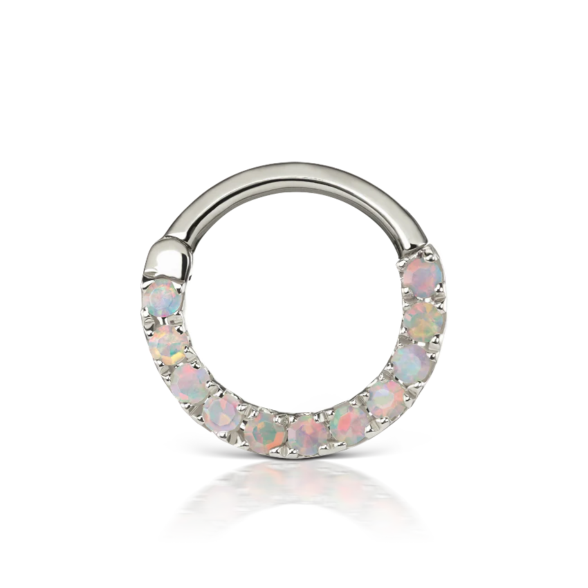 Opal Horizontal Eternity Hoop Earring - Image 4