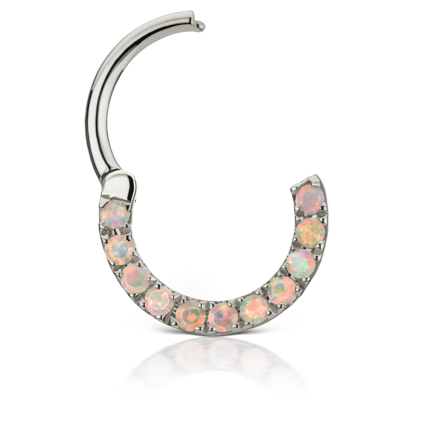 Opal Horizontal Eternity Hoop Earring - Image 5