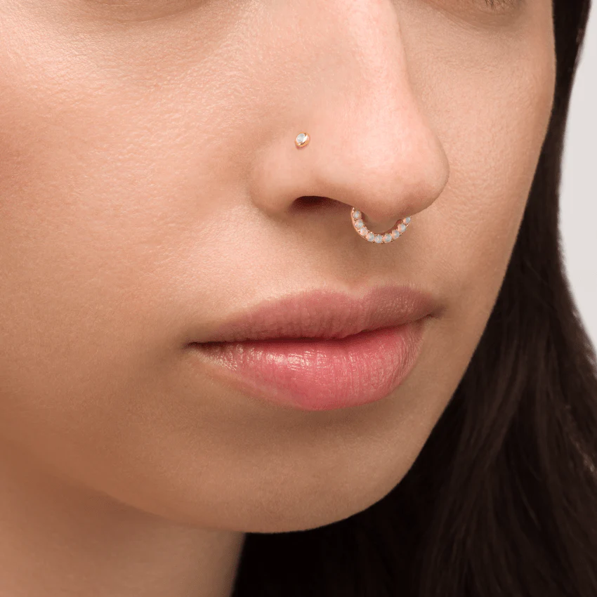 Opal Horizontal Eternity Hoop Earring - Image 6