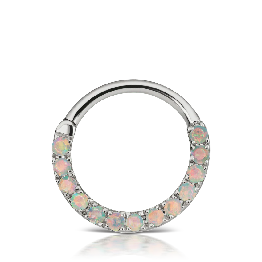 Opal Horizontal Eternity Hoop Earring - Image 7