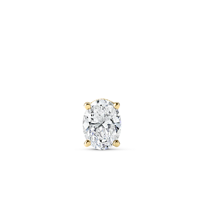 Oval Diamond Engraved Threaded Stud Earring - Image 6