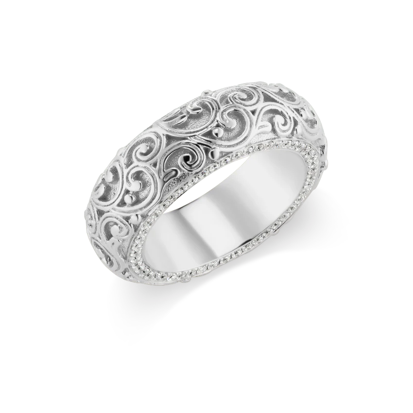 Pavé Diamond and Engraved Finger Ring - Image 6