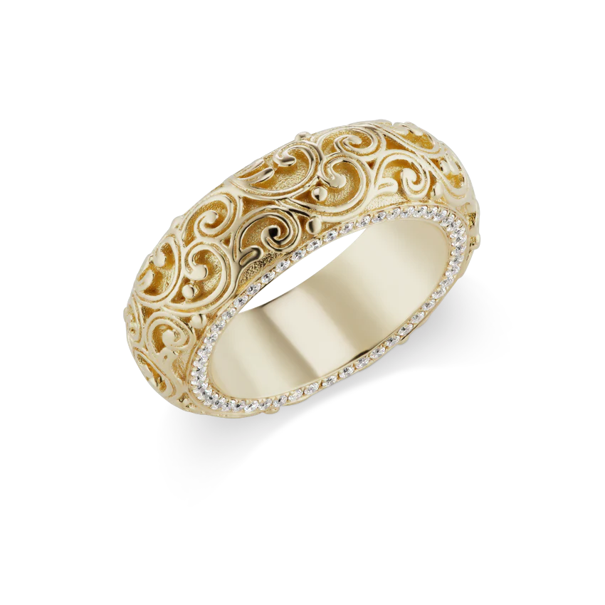 Pavé Diamond and Engraved Finger Ring - Image 7