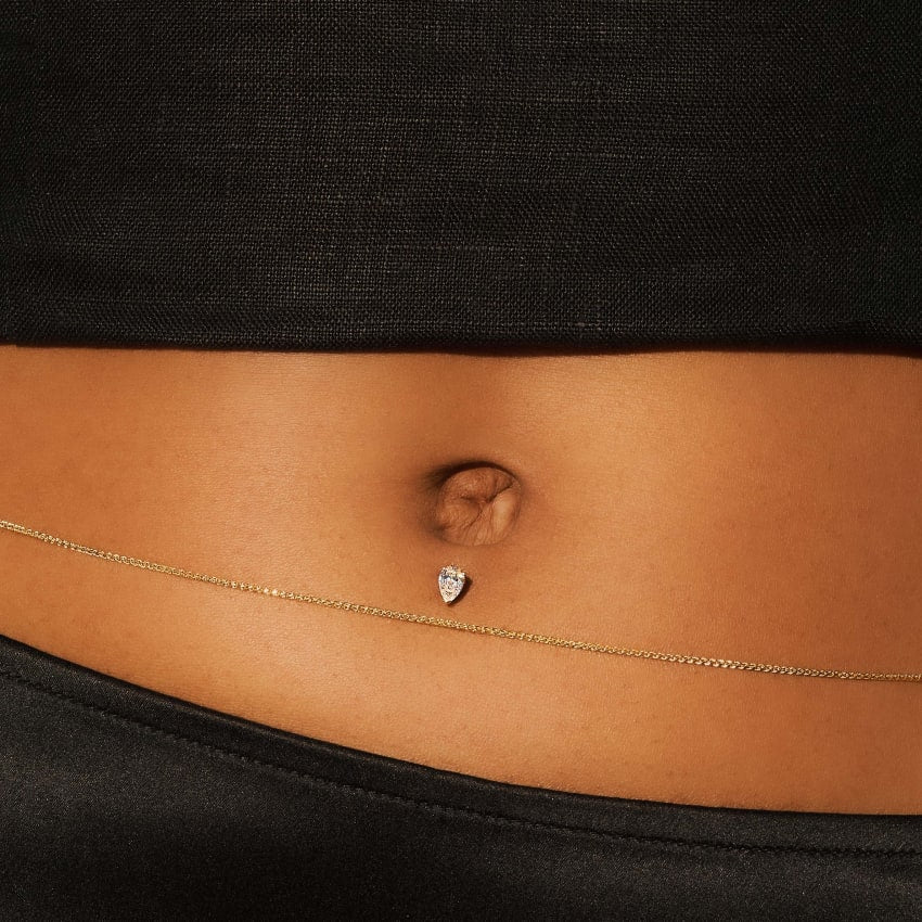 Pear Diamond Engraved Navel Floater - Image 13