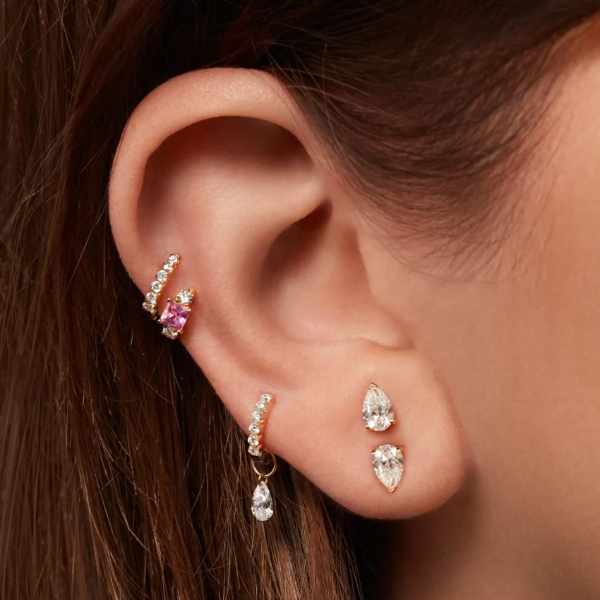 Pear Diamond Threaded Stud Earring, Diamond Back - Image 22