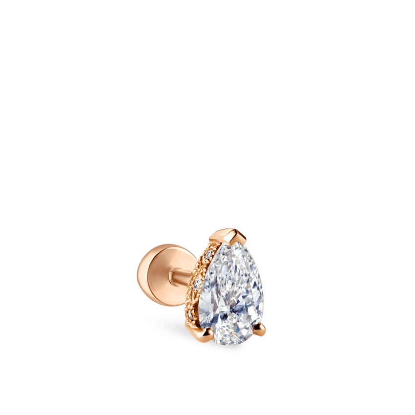 Pear Diamond Threaded Stud Earring, Diamond Back With Titanium Backing - Image 20