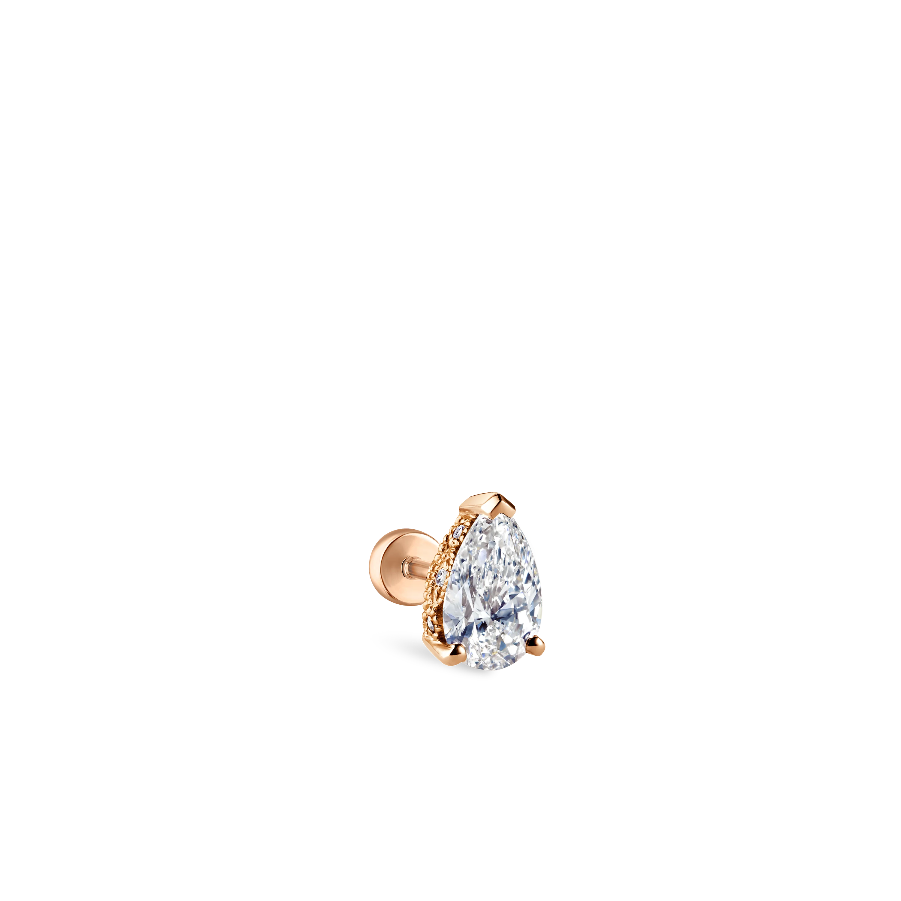 Pear Diamond Threaded Stud Earring, Diamond Back With Titanium Backing - Image 34