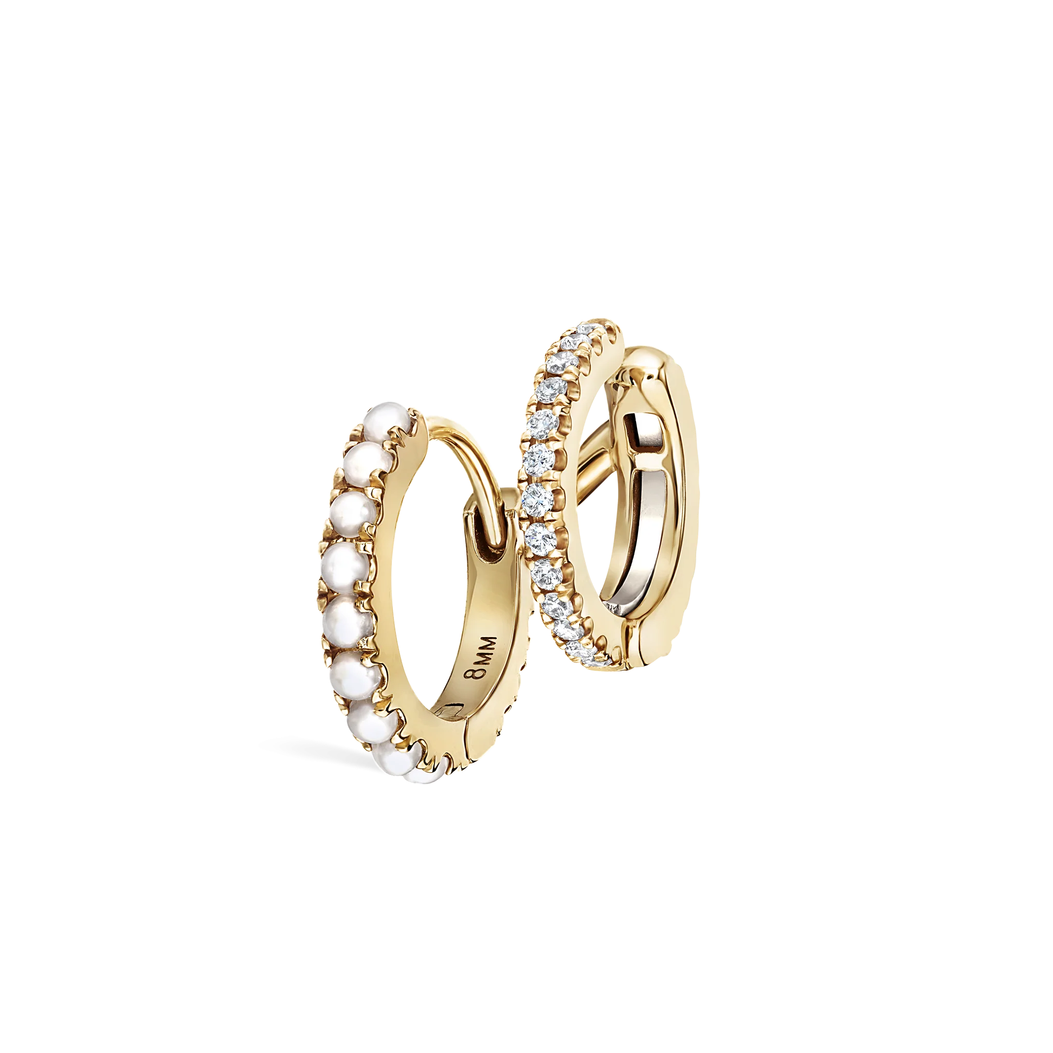 Pearl and Diamond Double Eternity Linked Hoop Earring and Cuff - Image 33