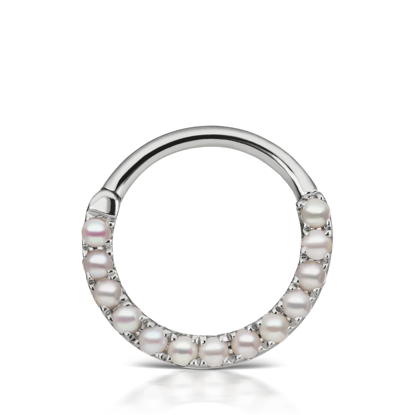 Pearl Horizontal Eternity Hoop Earring - Image 11