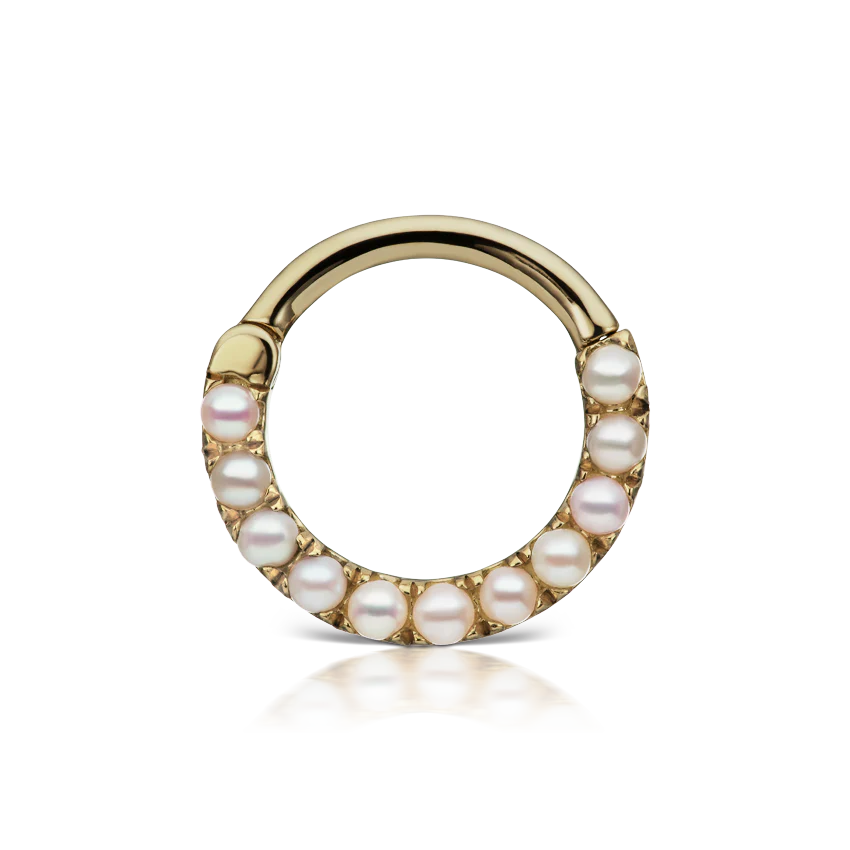 Pearl Horizontal Eternity Hoop Earring - Image 15