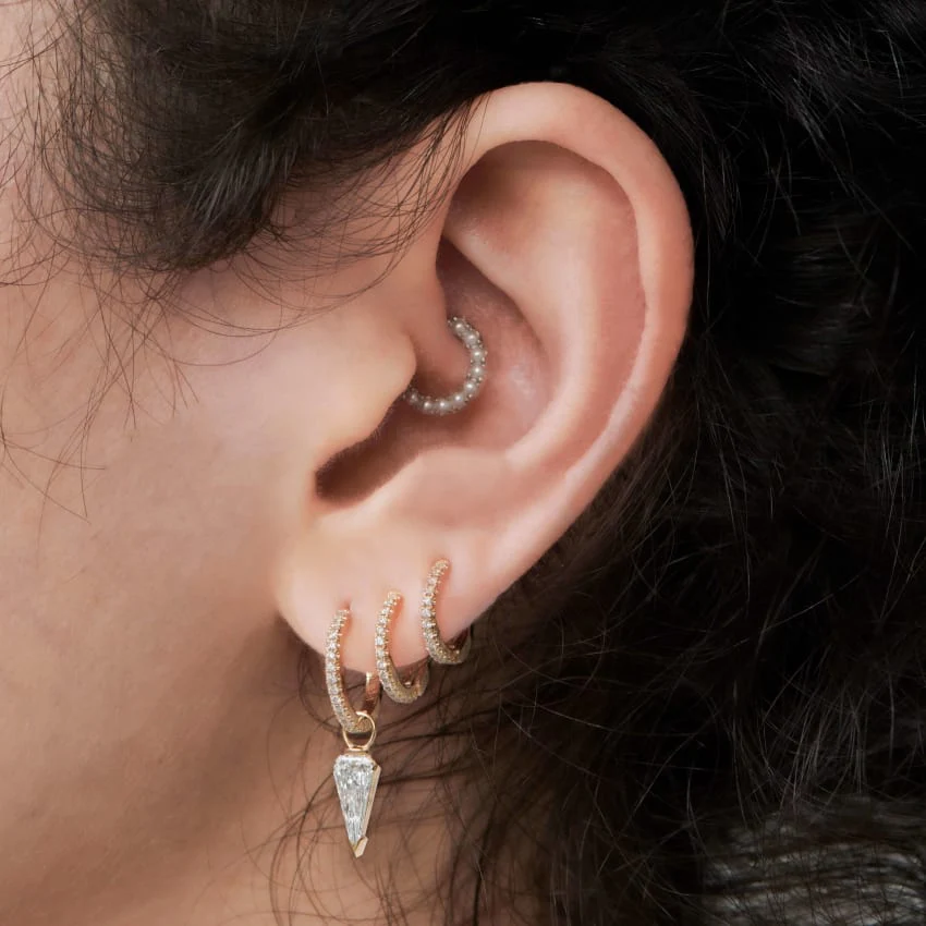 Pearl Horizontal Eternity Hoop Earring - Image 23