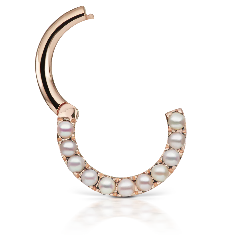 Pearl Horizontal Eternity Hoop Earring - Image 29