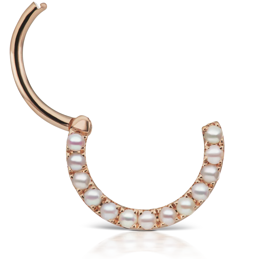 Pearl Horizontal Eternity Hoop Earring - Image 40