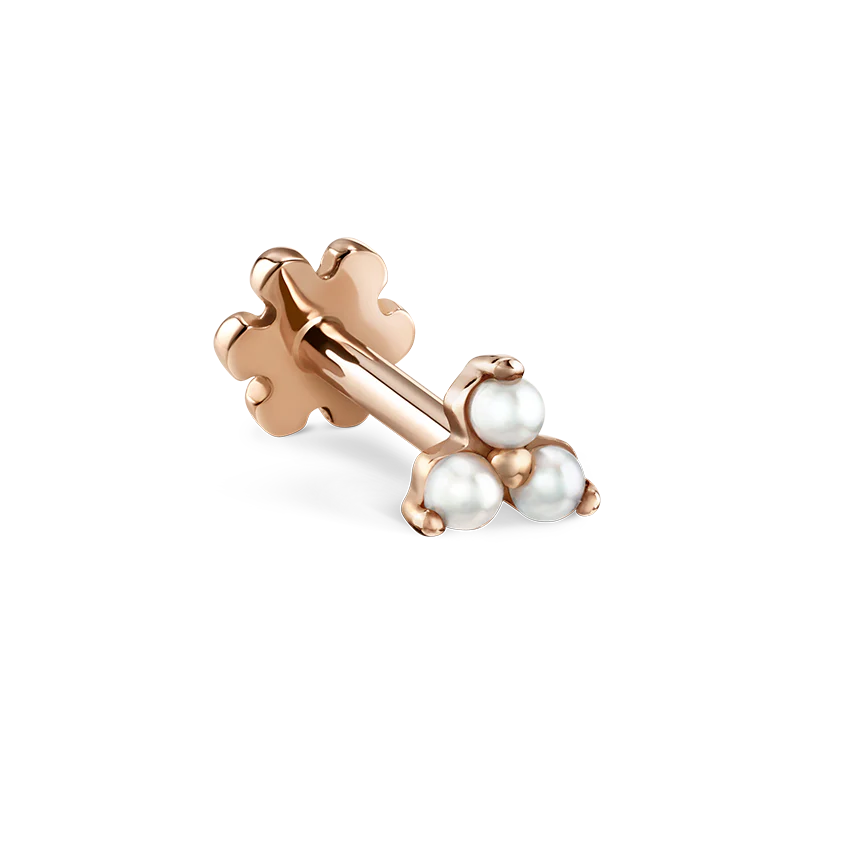 Pearl Trinity Threaded Stud Earring With Titanium Backing - Image 15