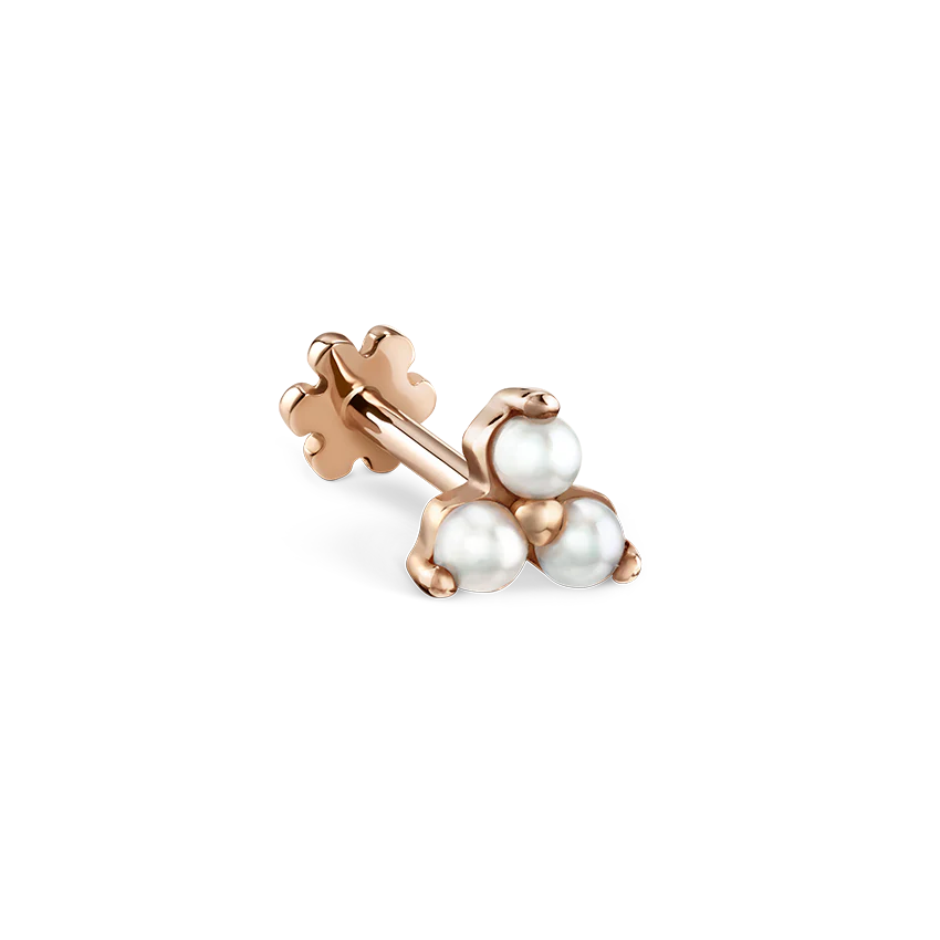 Pearl Trinity Threaded Stud Earring With Titanium Backing - Image 18