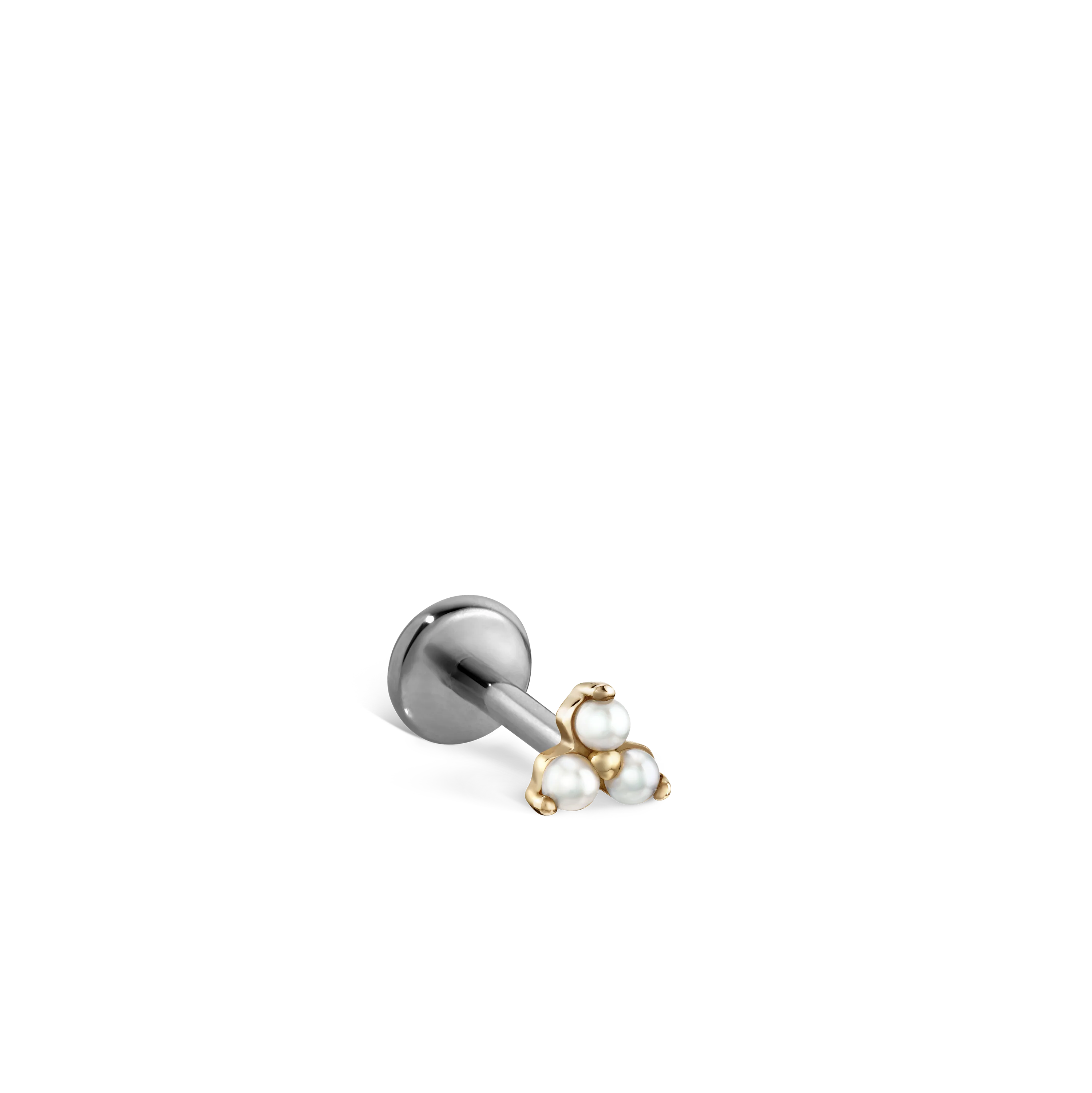 Pearl Trinity Threaded Stud Earring With Titanium Backing - Image 22