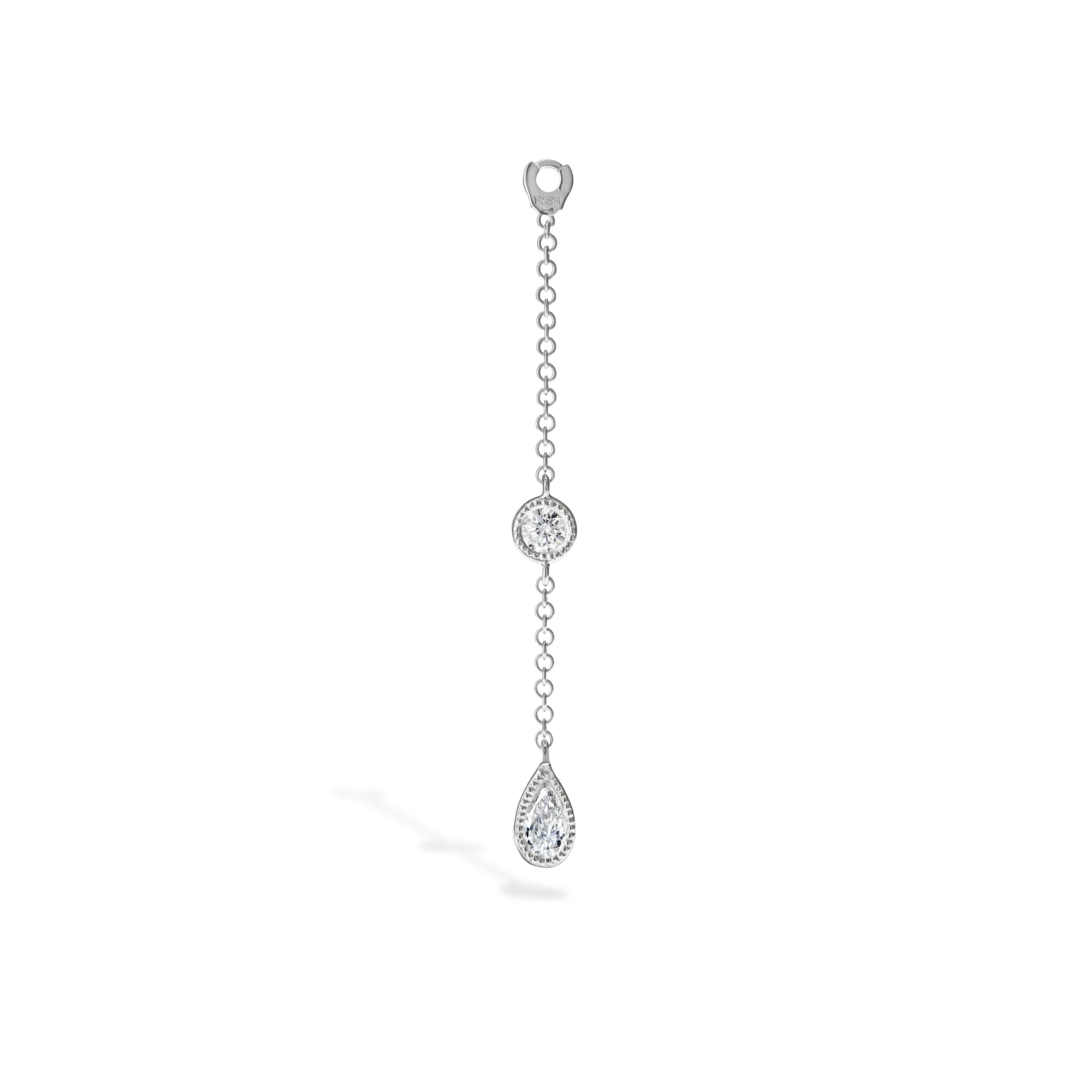 Pendulum Charm Scalloped Set Pear and Round Diamond - Image 13