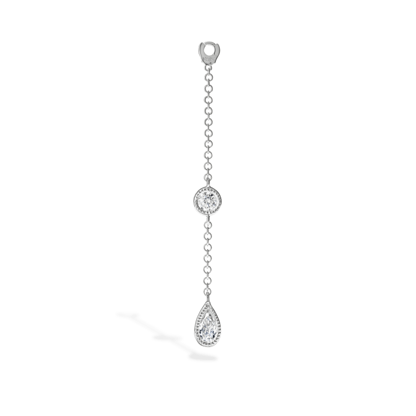 Pendulum Charm Scalloped Set Pear and Round Diamond - Image 2