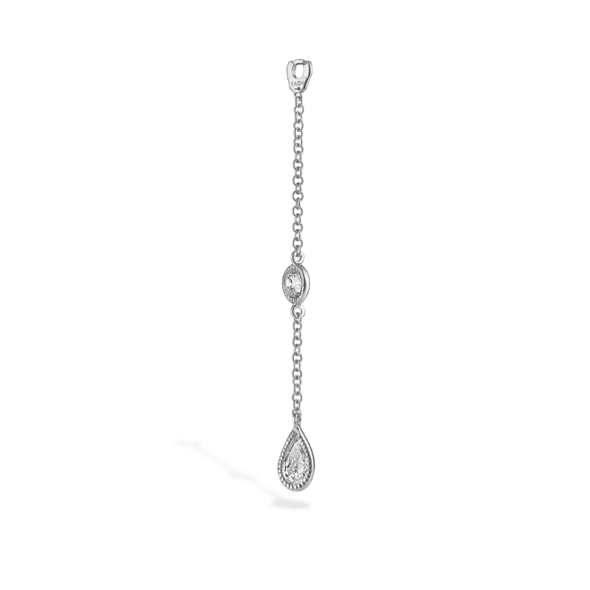 Pendulum Charm Scalloped Set Pear and Round Diamond - Image 3