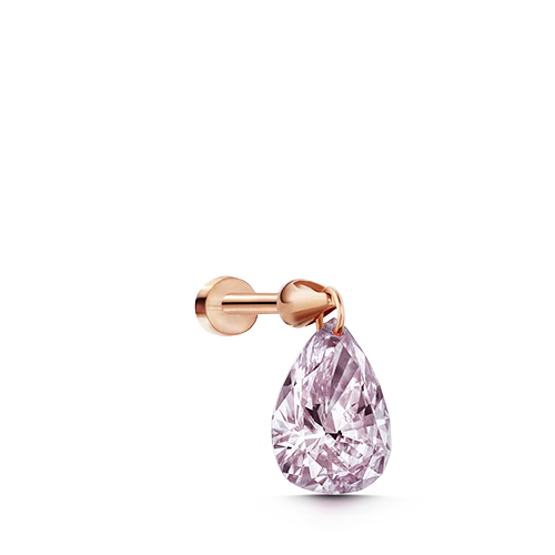 Natural Pink Pear Floating Diamond Threaded Charm Earring With Titanium Backing