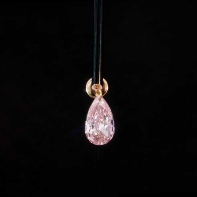 Natural Pink Pear Floating Diamond Threaded Charm Earring With Titanium Backing - Image 19