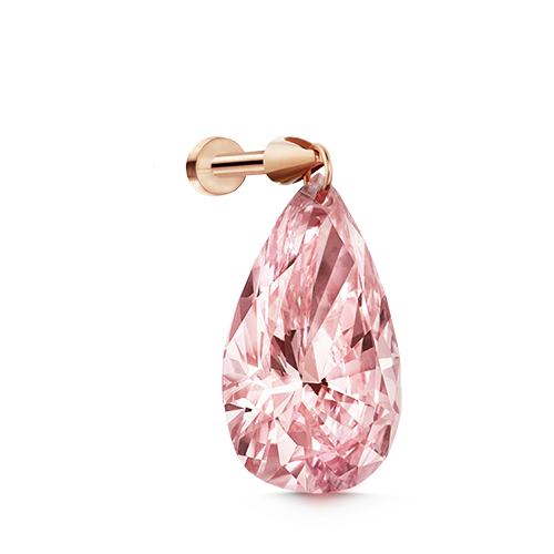Pink Pear Floating Diamond Threaded Charm Earring With Titanium Backing - Image 3