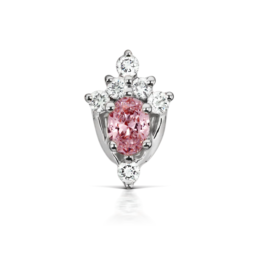 Pink Sapphire and Diamond Tash Tiara Threaded Stud Earring With Titanium Backing