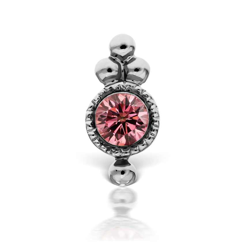 Pink Sapphire Four Ball Trinity Threaded Stud Earring With Titanium Backing