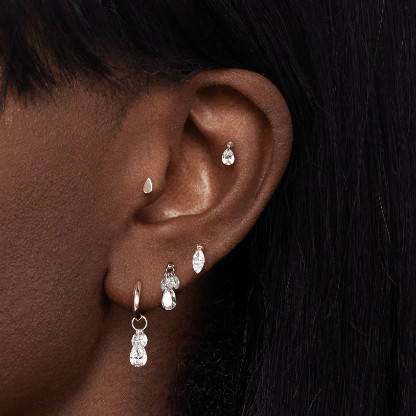 Plain Pear Shaped Threaded Stud Earring With Titanium Backing - Image 10