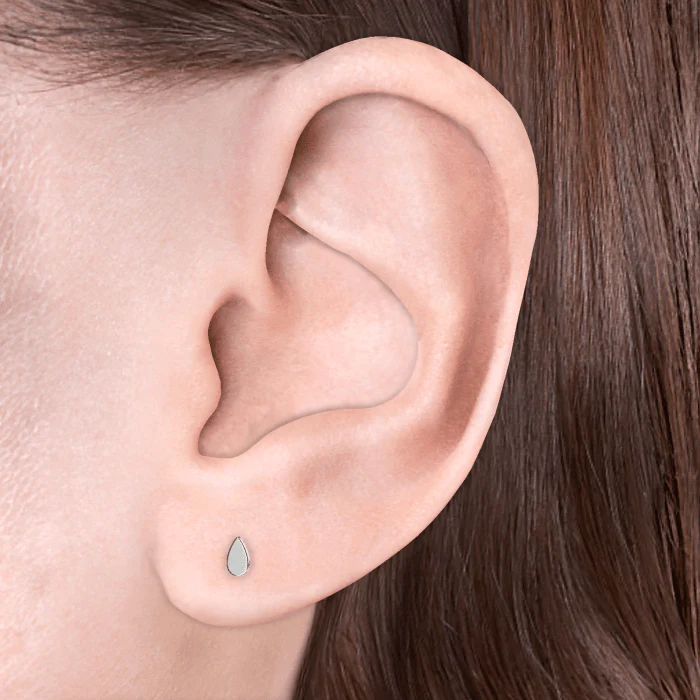 Plain Pear Shaped Threaded Stud Earring With Titanium Backing - Image 4