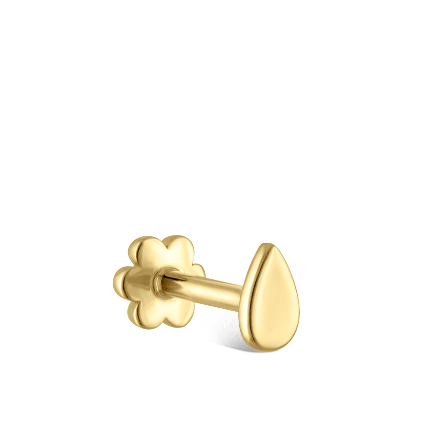 Plain Pear Shaped Threaded Stud Earring With Titanium Backing - Image 7