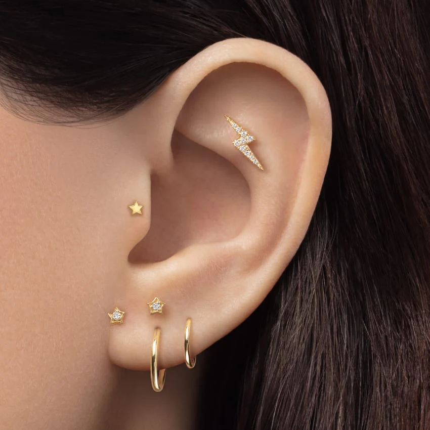 Plain Star Threaded Stud Earring - Image 7