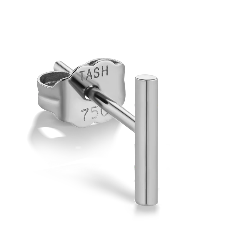 Polished Round Bar Stud Earring - Image 2