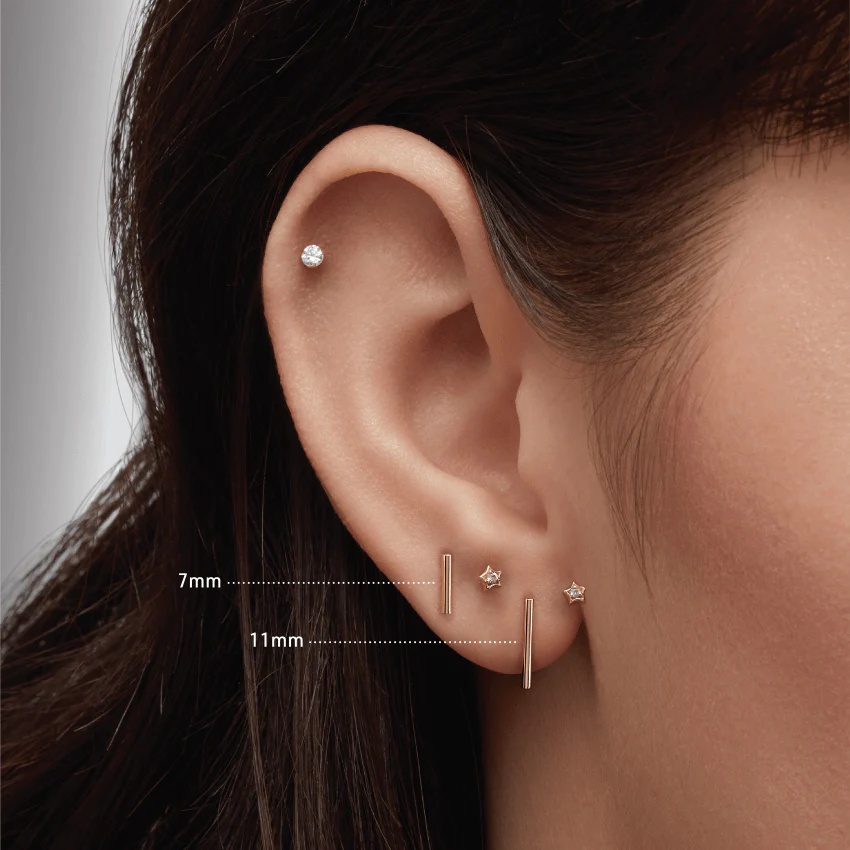 Polished Round Bar Threaded Stud Earring With Titanium Backing - Image 18