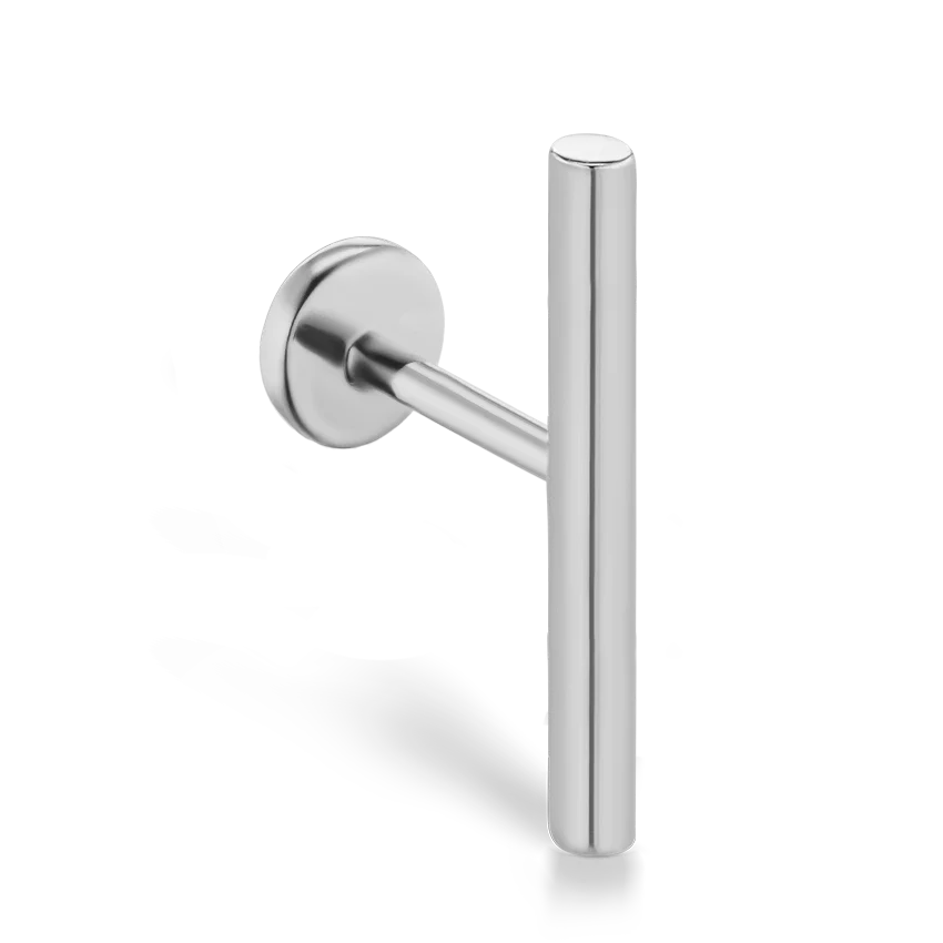 Polished Round Bar Threaded Stud Earring With Titanium Backing - Image 2