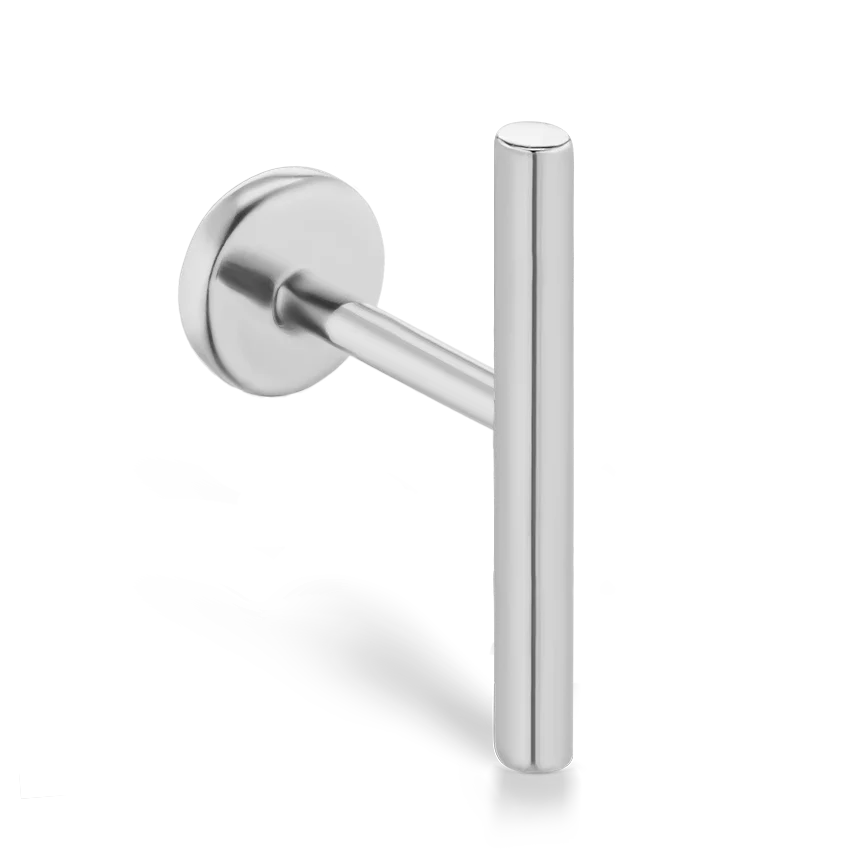 Polished Round Bar Threaded Stud Earring With Titanium Backing - Image 5
