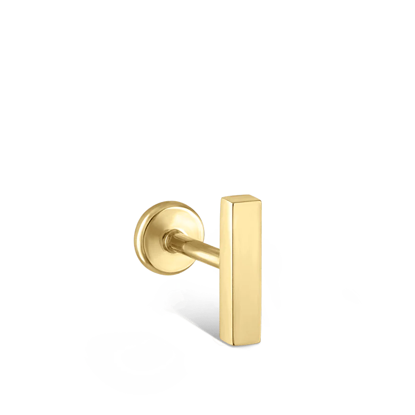 Polished Square Bar Threaded Stud Earring With Titanium Backing - Image 13