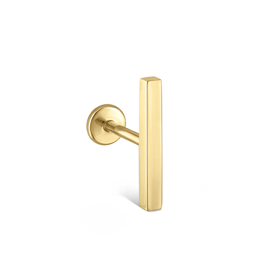 Polished Square Bar Threaded Stud Earring With Titanium Backing - Image 17