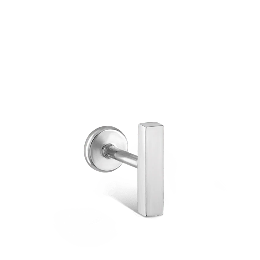 Polished Square Bar Threaded Stud Earring With Titanium Backing - Image 2