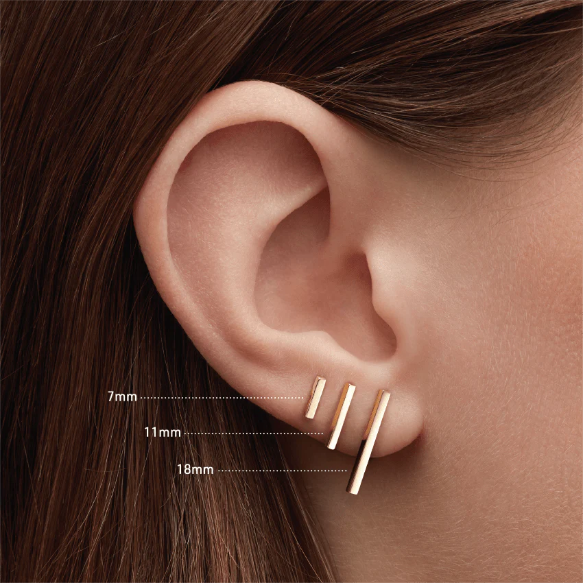 Polished Square Bar Threaded Stud Earring With Titanium Backing - Image 26