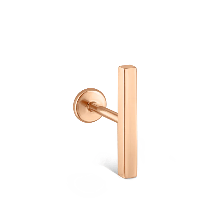 Polished Square Bar Threaded Stud Earring With Titanium Backing - Image 28