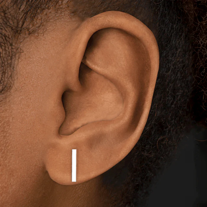 Polished Square Bar Threaded Stud Earring With Titanium Backing - Image 29