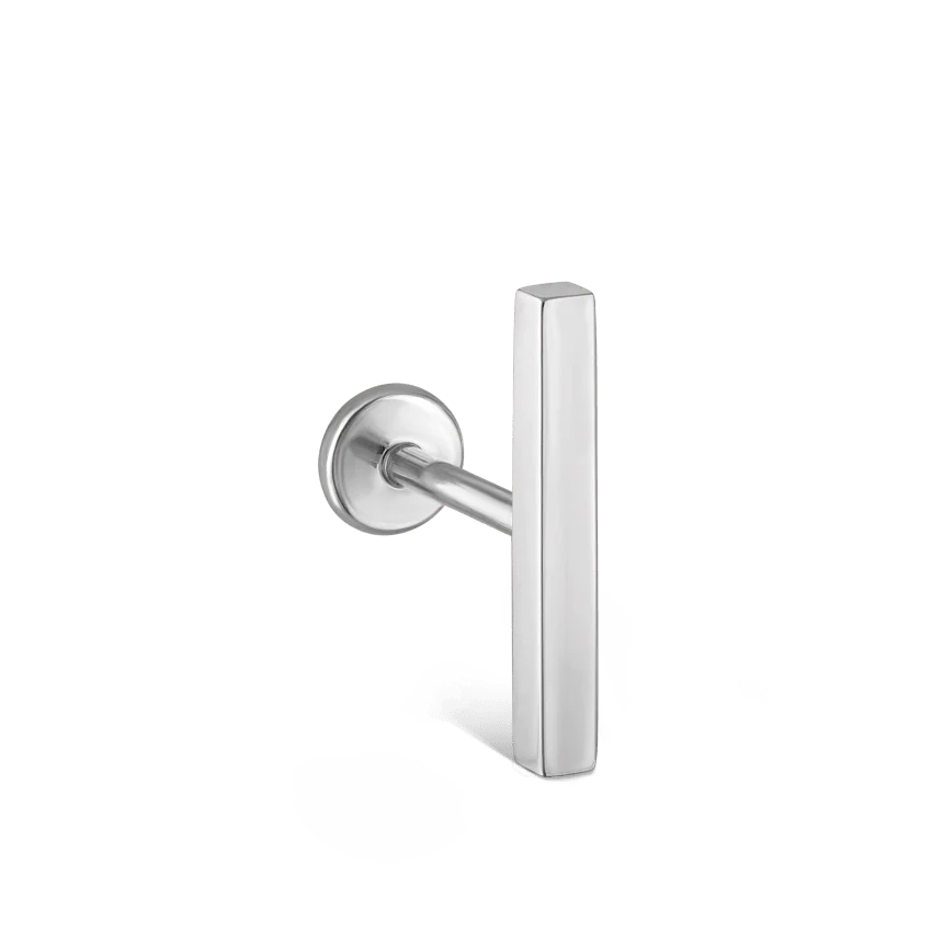 Polished Square Bar Threaded Stud Earring With Titanium Backing - Image 6